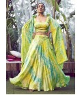 Fluorescent Green Silk Printed Wedding Lehenga Choli