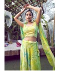 Fluorescent Green Silk Printed Wedding Lehenga Choli