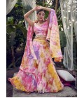 Purple Pink Silk Printed Wedding Lehenga Choli