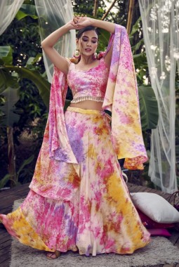 Purple Pink Silk Printed Wedding Lehenga Choli