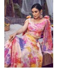 Purple Pink Silk Printed Wedding Lehenga Choli