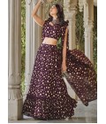 Purple Georgette Crush Pattern Wedding Lehenga Choli