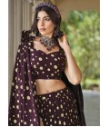 Purple Georgette Crush Pattern Wedding Lehenga Choli