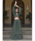 Green Georgette Foil Work Wedding Lehenga Choli