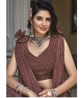 Brown Georgette Crush Pattern Wedding Lehenga Choli