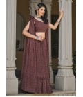 Brown Georgette Crush Pattern Wedding Lehenga Choli