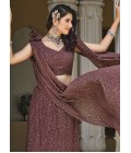 Brown Georgette Crush Pattern Wedding Lehenga Choli