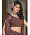 Brown Georgette Crush Pattern Wedding Lehenga Choli