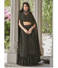 Black Georgette Metallic Foil Work Wedding Lehenga Choli