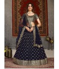 Navy Blue Net Sequins Embroidery Wedding Lehenga Choli Navy Blue Net Sequins Embroidery Wedding Lehenga Choli