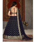 Navy Blue Net Sequins Embroidery Wedding Lehenga Choli Navy Blue Net Sequins Embroidery Wedding Lehenga Choli