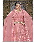 Pink Georgette Sequins Wedding Lehenga Choli