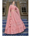 Pink Georgette Sequins Wedding Lehenga Choli