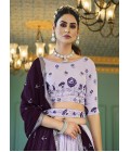 Lavender Georgette Thread Embroidered Wedding Lehenga Choli