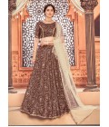 Deep Maroon Tafetta Silk Metallic Foil Wedding Lehenga Choli