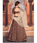 Deep Maroon Tafetta Silk Metallic Foil Wedding Lehenga Choli