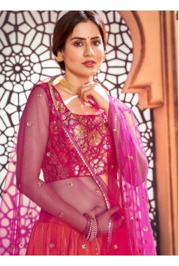 Orange Cotton Sibburi Print Wedding Lehenga Choli