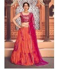 Orange Cotton Sibburi Print Wedding Lehenga Choli