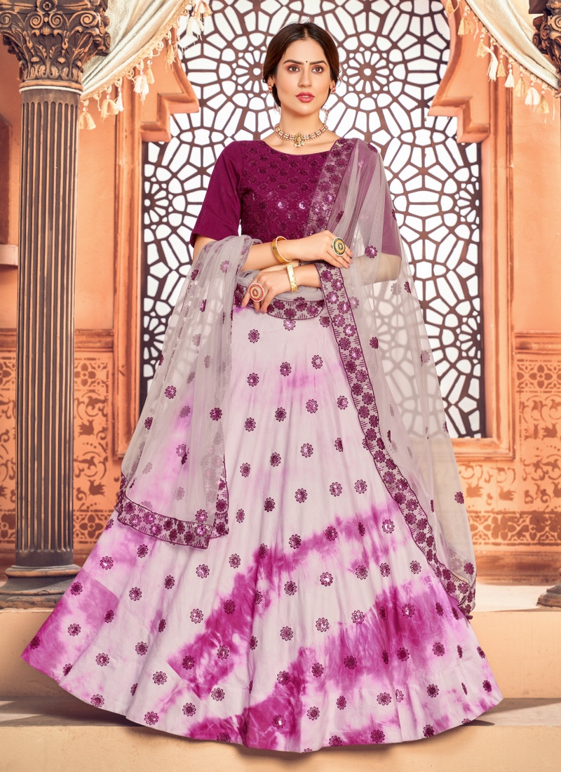 Pink Cotton Sequins Wedding Lehenga Choli