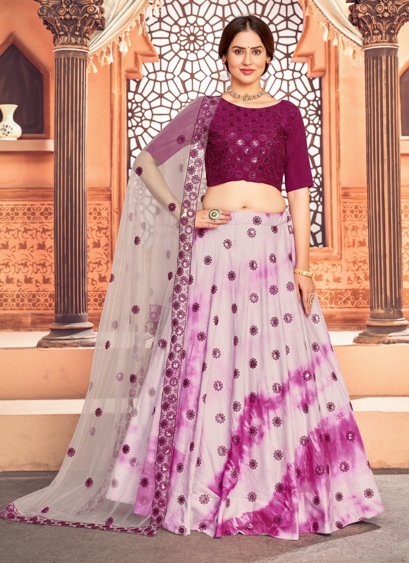 Pink Cotton Sequins Wedding Lehenga Choli