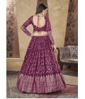 Deep Pink Pigment Foil Work Wedding Lehenga Choli