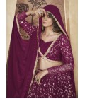 Deep Pink Pigment Foil Work Wedding Lehenga Choli