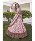 Pink Silk Sequins Wedding Lehenga Choli