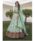 Pista Green Silk Embroidered Wedding Lehenga Choli