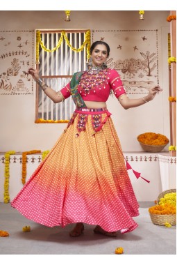 Sunshine Radiance Yellow Rayon Patch Work Navratri Lehenga Choli