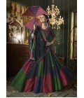 Multi-Colored Maslin Cotton Navratri Chaniya Choli With Mirror Work