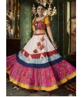 White Maslin Cotton Navratri Chaniya Choli With Mirror Work