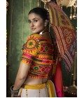 White Maslin Cotton Navratri Chaniya Choli With Mirror Work