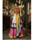 White Maslin Cotton Navratri Chaniya Choli With Mirror Work