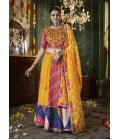 Yellow Maslin Cotton Mirror Work Navratri Chaniya Choli