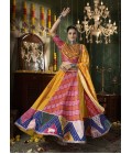 Yellow Maslin Cotton Mirror Work Navratri Chaniya Choli