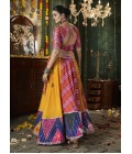 Yellow Maslin Cotton Mirror Work Navratri Chaniya Choli