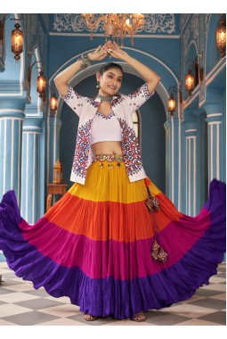 Vibrant Viscose Rayon Embroidered Navratri Lehenga Choli A Festive Masterpiece
