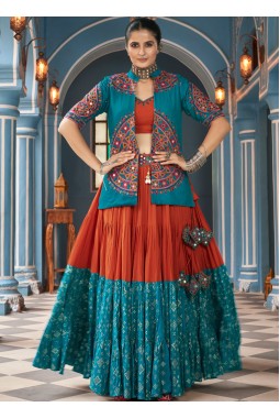 Radiant Multi-Color Viscose Rayon Mirror Work Navratri Lehenga Choli Dazzle in Style