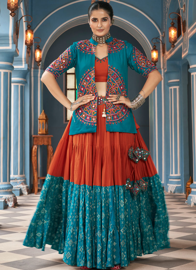 Radiant Multi-Color Viscose Rayon Mirror Work Navratri Lehenga Choli Dazzle in Style Radiant Multi-Color Viscose Rayon Mirror Work Navratri Lehenga Choli Dazzle in Style