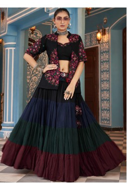 Enchanting Multi-Color Viscose Rayon Mirror-Embroidered Navratri Lehenga Choli Celebrate In Elegance