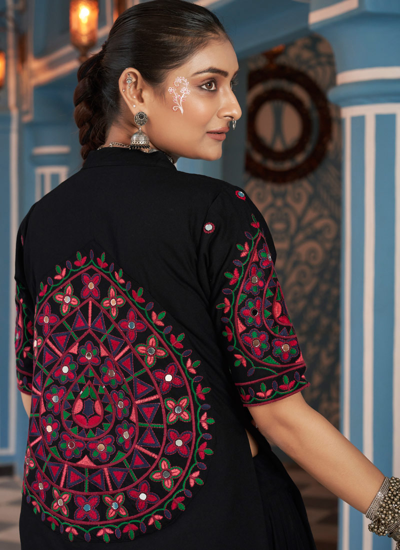 Enchanting Multi-Color Viscose Rayon Mirror-Embroidered Navratri Lehenga Choli Celebrate In Elegance Enchanting Multi-Color Viscose Rayon Mirror-Embroidered Navratri Lehenga Choli Celebrate In Elegance