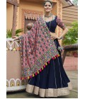 Navy Blue Viscose Rayon Navratri Chaniya Choli