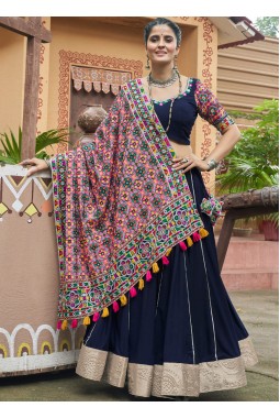 Navy Blue Viscose Rayon Navratri Chaniya Choli
