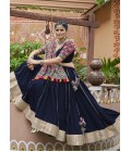 Navy Blue Viscose Rayon Navratri Chaniya Choli