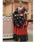 Orange Viscose Rayon Embroidered Navratri Chaniya Choli