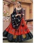 Orange Viscose Rayon Embroidered Navratri Chaniya Choli