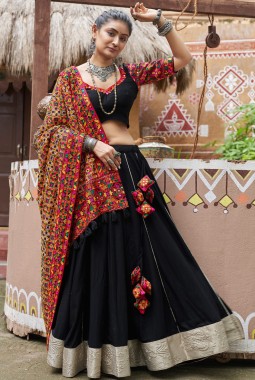 Black Viscose Rayon Navratri Chaniya Choli