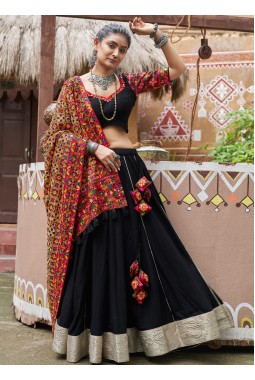 Black Viscose Rayon Navratri Chaniya Choli