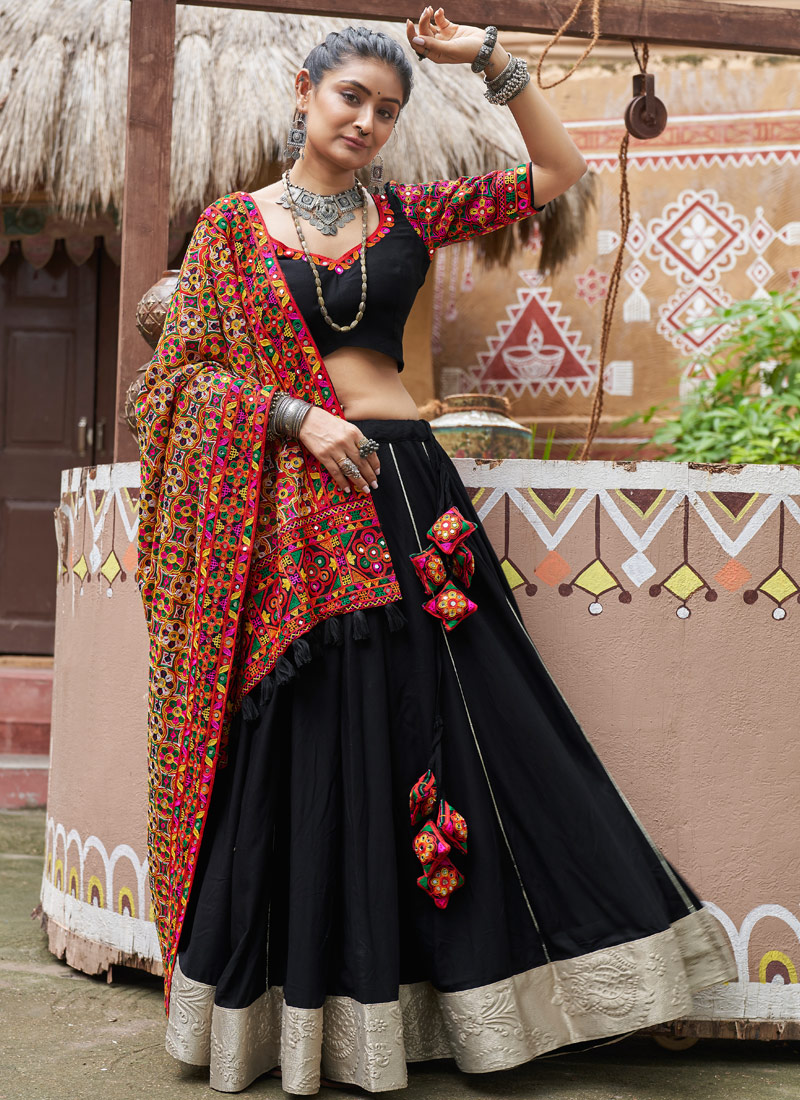 Black Viscose Rayon Navratri Chaniya Choli