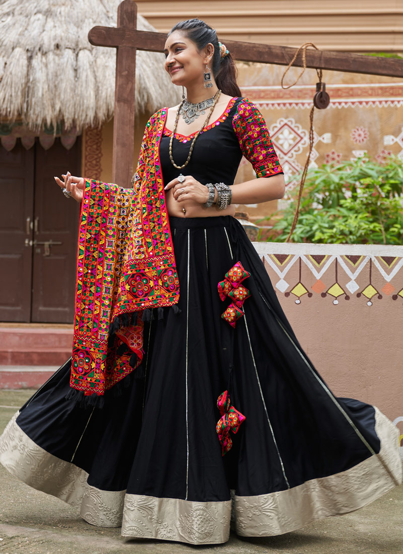 Black Viscose Rayon Navratri Chaniya Choli